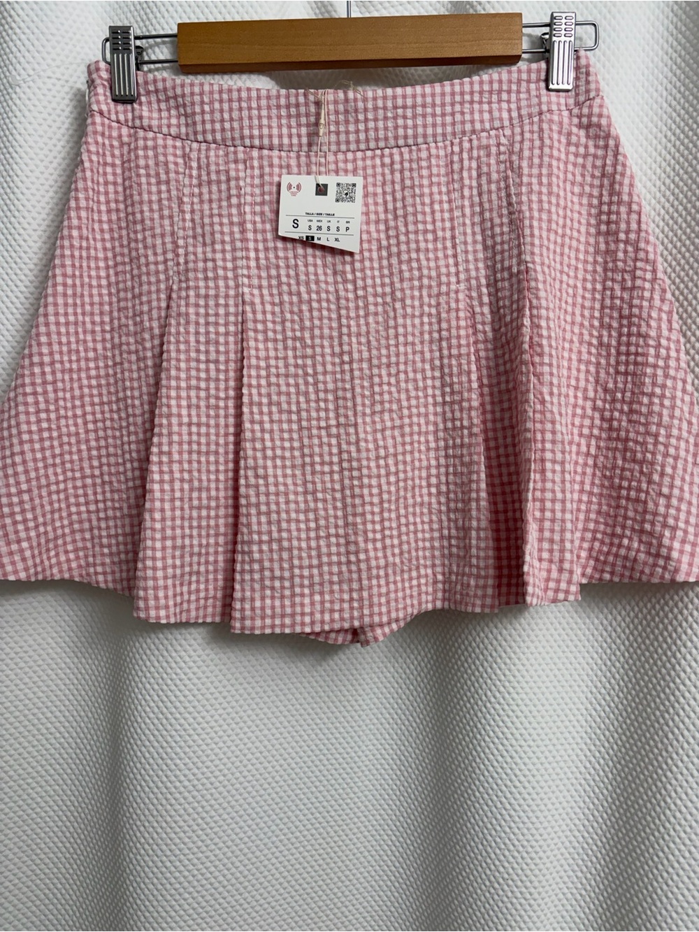 Zara Pink Gingham Pleated Mini Skirt/ Size Small